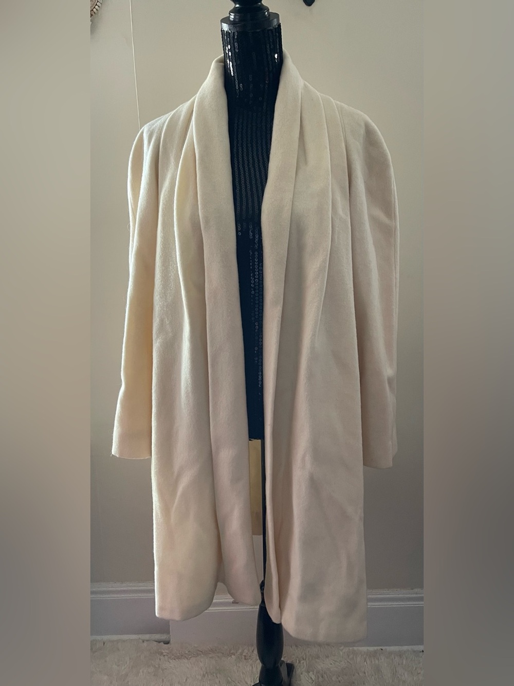 ALORNA Cream Open-Front Draped Coat